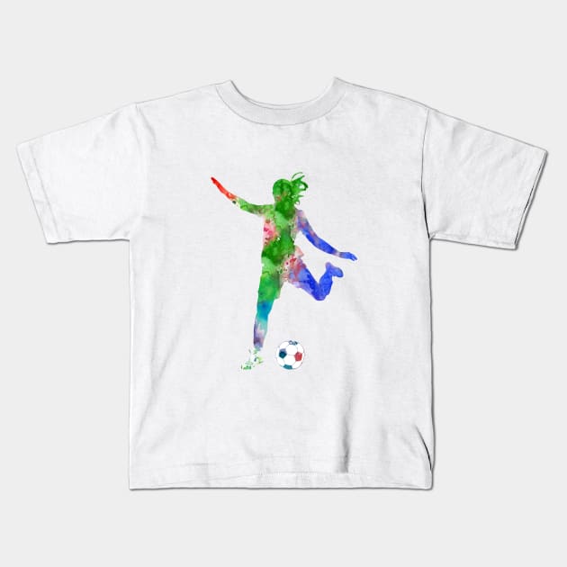 Girl Soccer Kids T-Shirt by RosaliArt